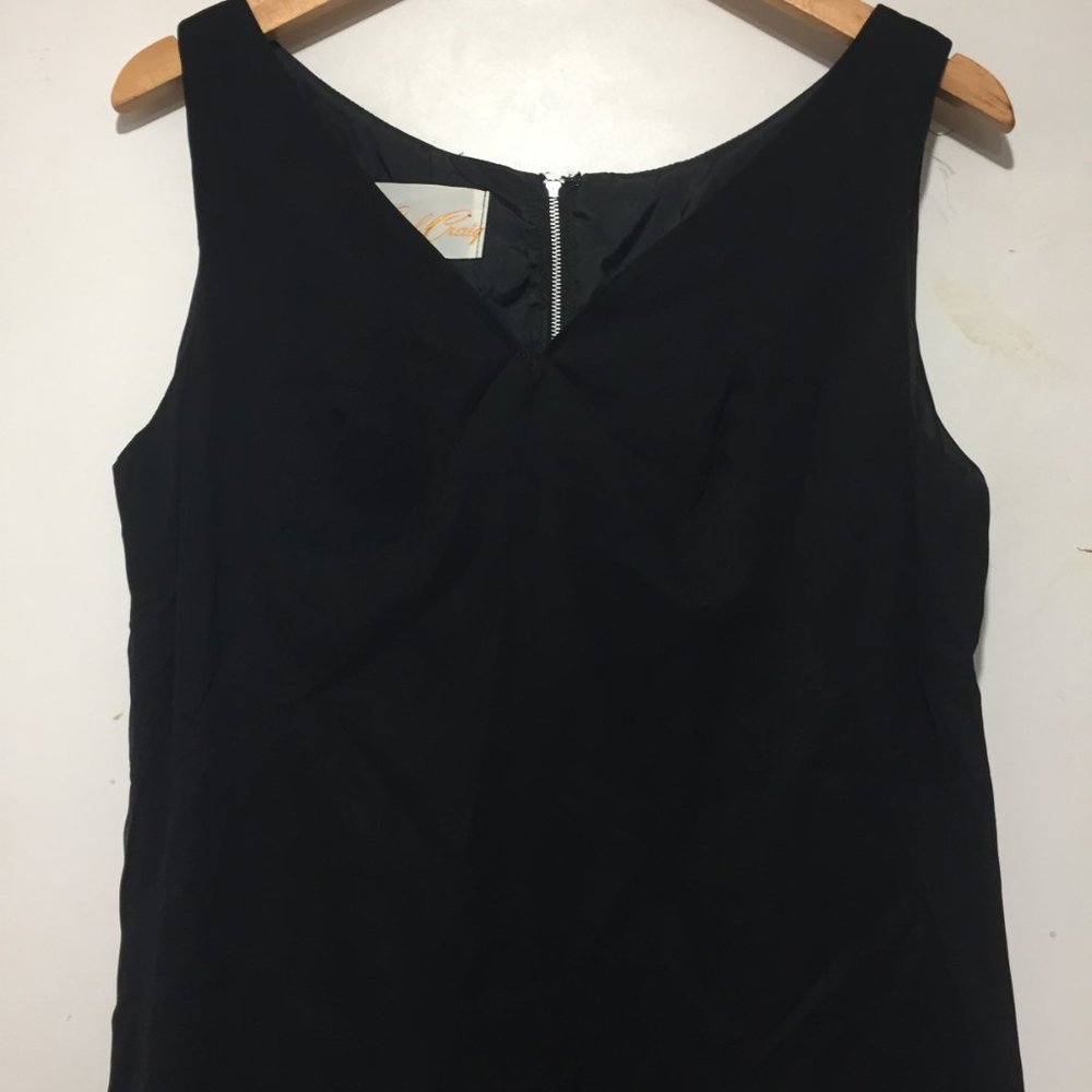 VINTAGE CAROL CRAIG - UNION LABEL V-NECK MIDI FORMAL/CASUAL LITTLE BLACK DRESS